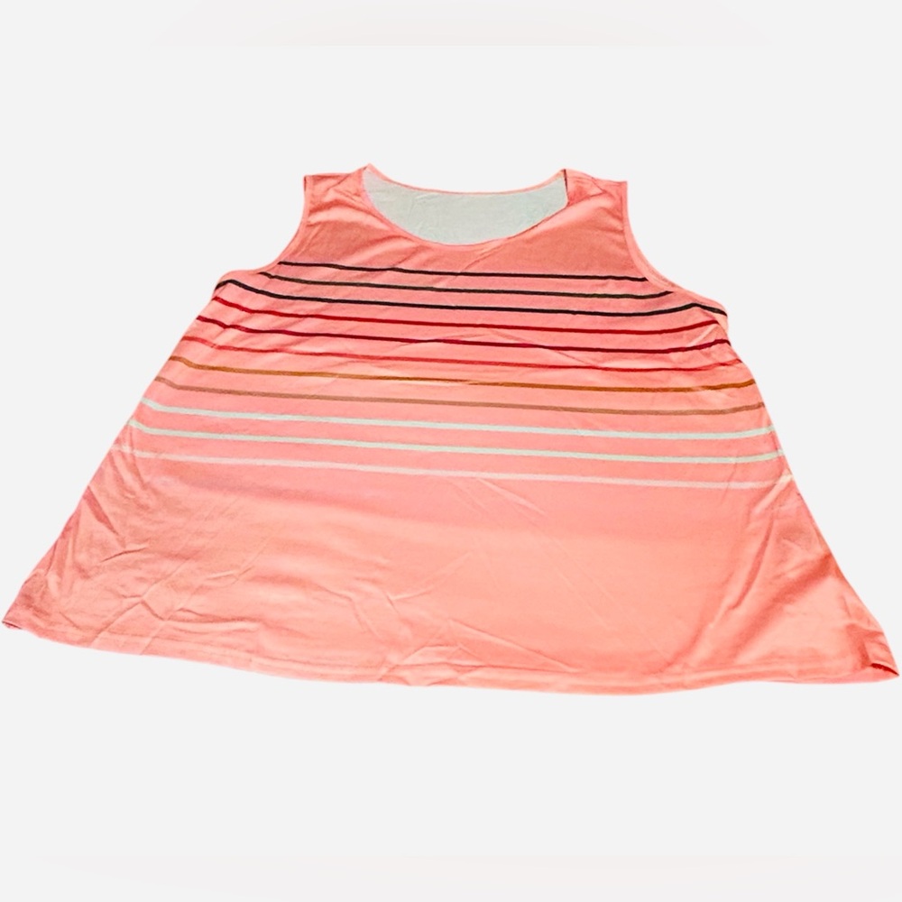 SHEIN Sleeveless Coral and Peach Striped Tank Top